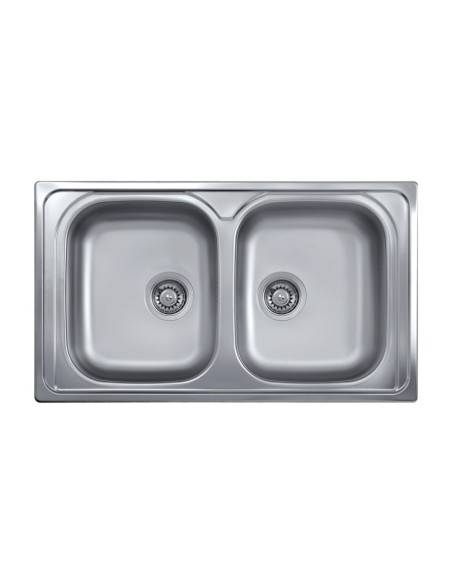 Lavello incasso 2 vasche acciaio inox 86x50 cm - SAXT322