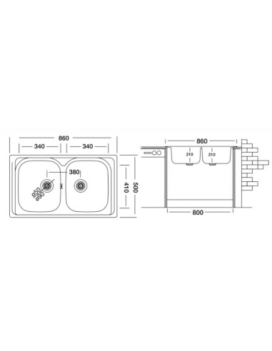 Lavello incasso 2 vasche acciaio inox...