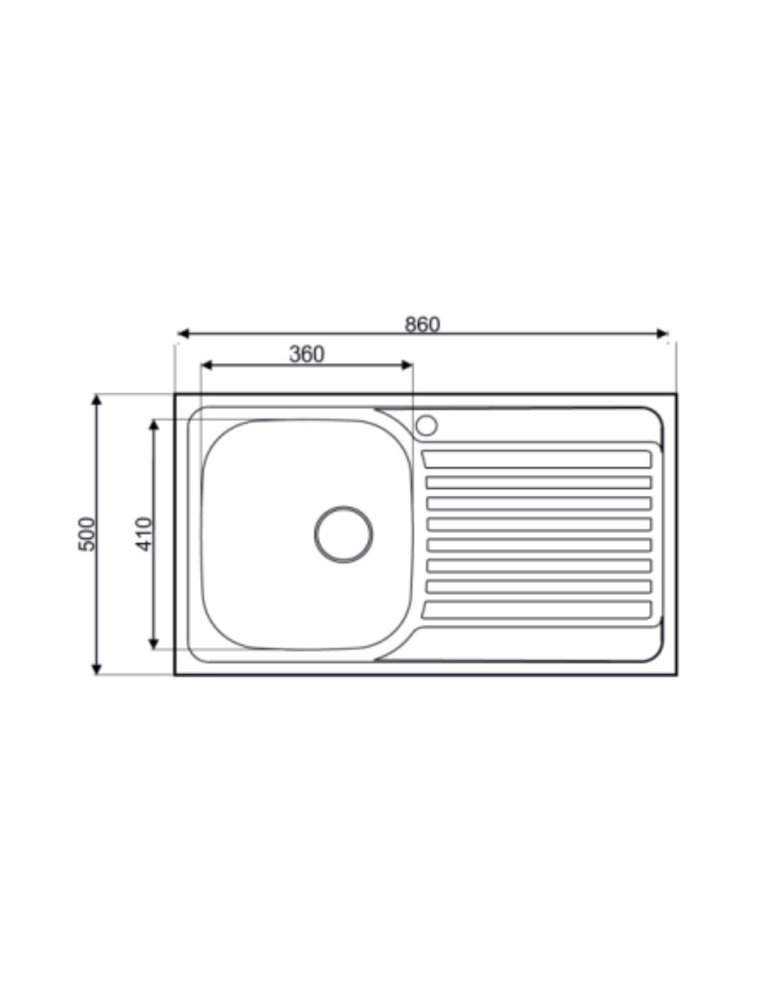 Lavello cucina 86x50 1 vasca e gocciolatoio MP861V sinistro