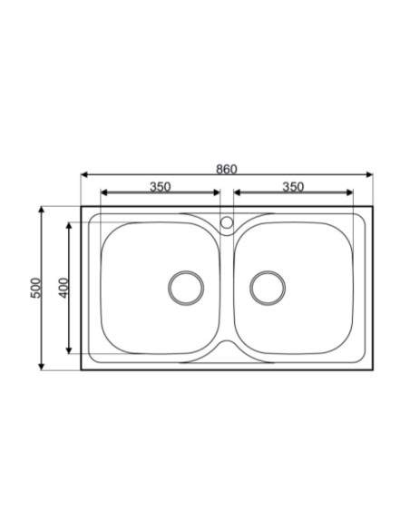 Lavello cucina a 2 vasche in acciaio inox 86x50 cm - MP862V