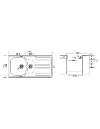 Lavello incasso 2 vasche e...