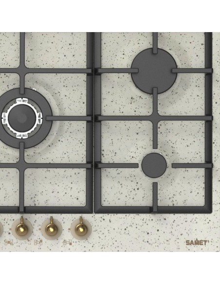 Piano cottura inox 5 fuochi colore avena 70 cm - Menelao