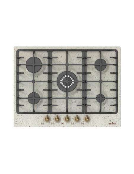 Piano cottura inox 5 fuochi colore avena 70 cm - Menelao