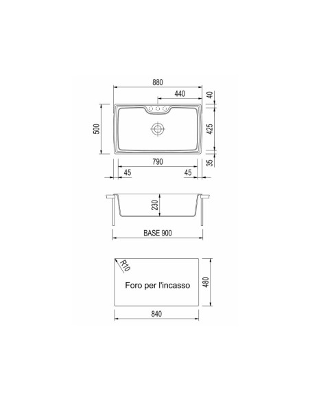 Lavello a 1 vasca colore nero - Granito Vasconenr