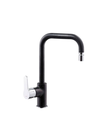 Miscelatore da cucina finiture colore granito e nero - Lento