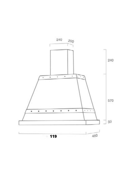 Cappa a parete colore piombo ghisa 120 cm - Costanza