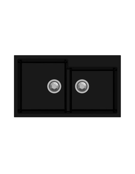 Lavello a 2 vasche incasso colore nero 86 cm - TIP TOE N200