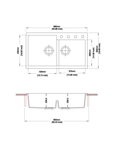 Lavello a 2 vasche incasso colore...