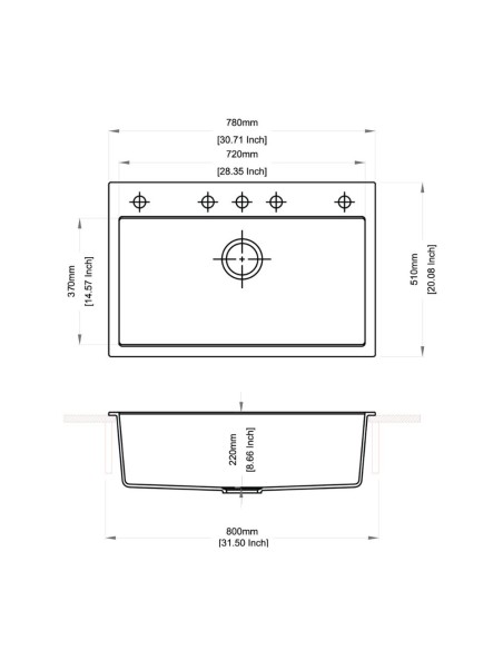 Lavello a incasso una vasca colore croma 78x51 cm - Waltz