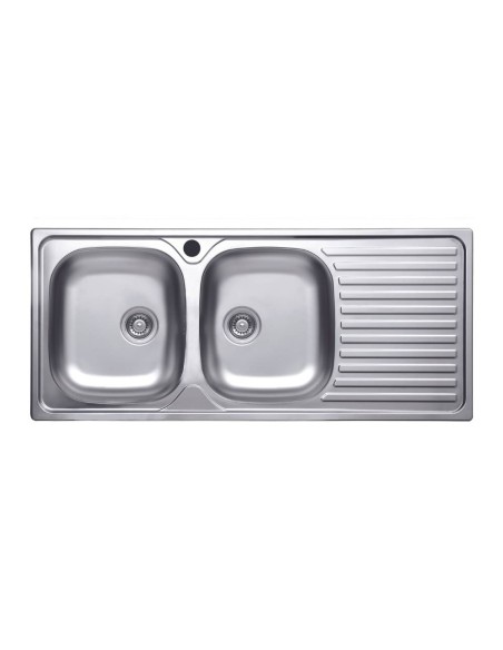 Lavello a 2 vasche e gocciolatoio destro in acciaio inox - SA138