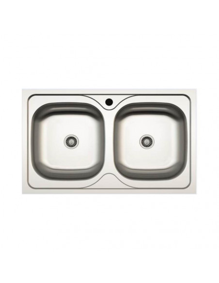 Lavello cucina a 2 vasche in acciaio inox 86x50 cm - MP862V
