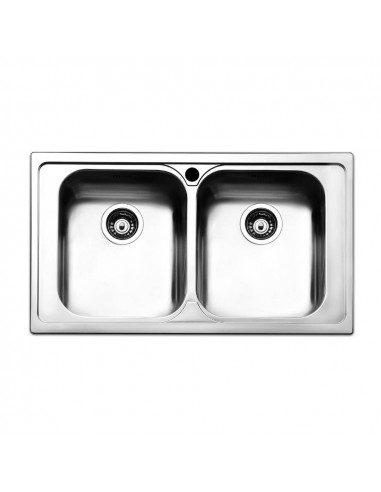 Lavello incasso a 2 vasche in acciaio inox 86x50 cm - SAXT322A