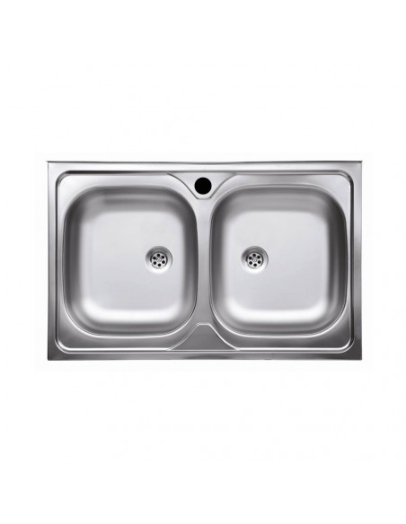 Lavello appoggio a 2 vasche acciaio inox 80x50 cm - N214