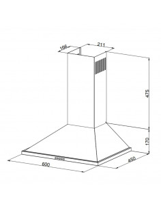 Cappa a piramide 60 cm Eolo 60 inox Samet 2