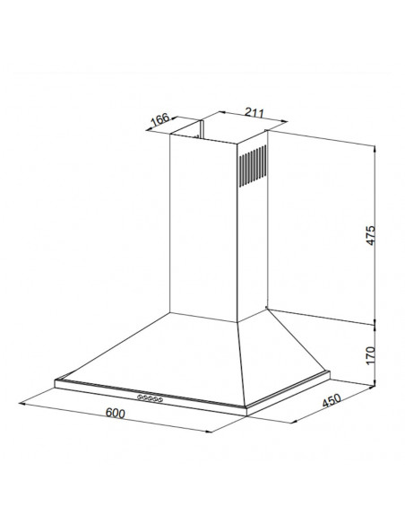 Cappa a piramide 60 cm nera - Samet Eolo 60