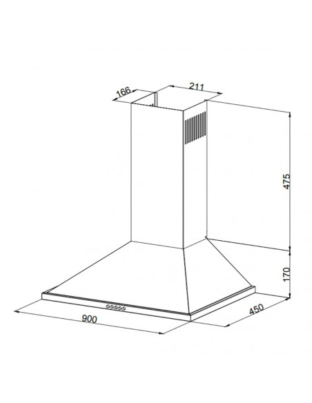 Cappa a piramide 90 cm nera - Samet Eolo 90