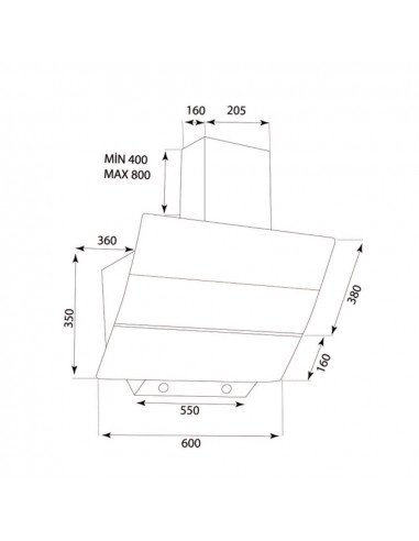 Cappa da parete moderna 60 cm nera -...