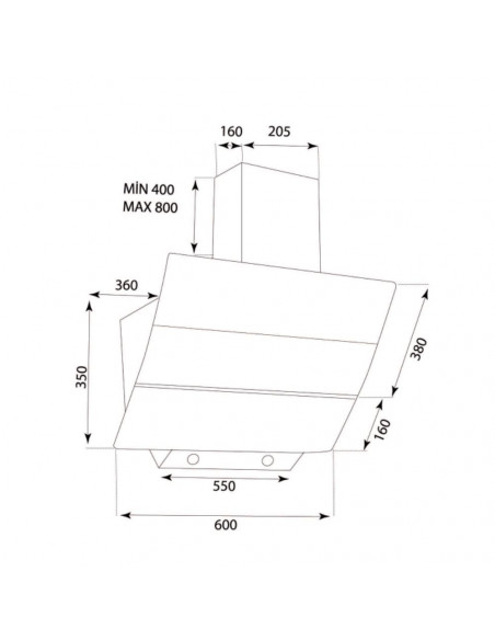 Cappa da parete moderna 60 cm nera - TURBINE60