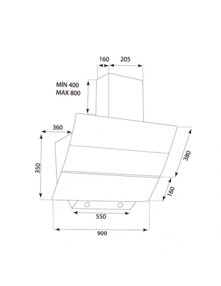 Cappa da parete moderna 90 cm nera - Turbine 90