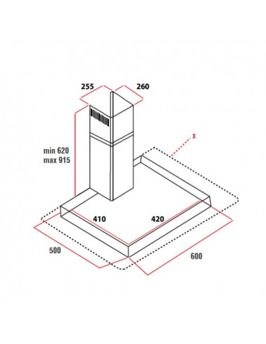 Cappa da parete colore inox 60 cm -...