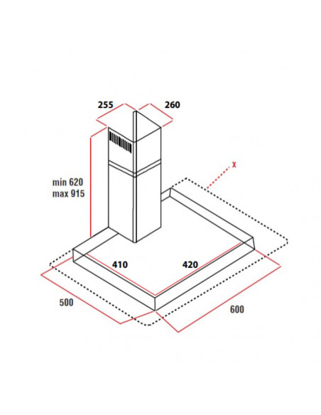 Cappa da parete colore inox 60 cm - Samet Mega