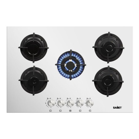 Piano cottura in vetro 5 fuochi Minerva 75 bianco Samet