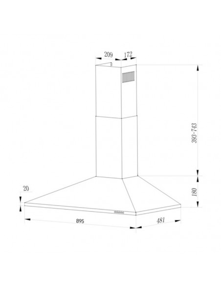 Cappa a piramide 90 cm colore inox - Eolo90