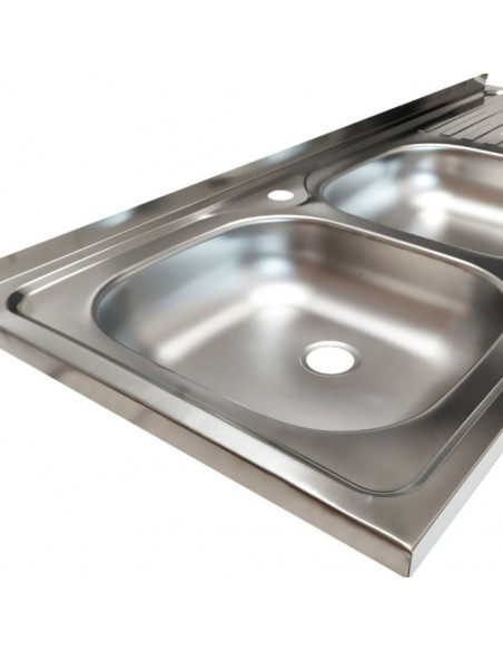 Lavello appoggio 2 vasche e gocciolatoio destro 120x50 cm - SA127