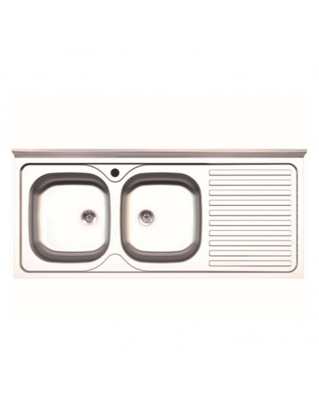 Lavello appoggio 120x50 2 vasche e gocciolatoio SA127 destro Lavello appoggio 120x50 2 vasche e gocciolatoio SA127 destro