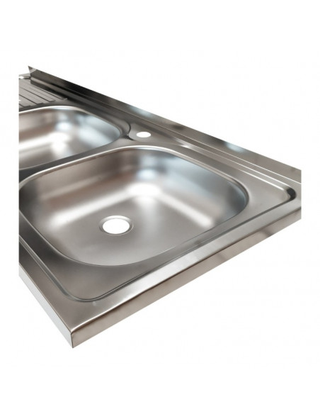Lavello appoggio 2 vasche e gocciolatoio sinistro 120x50 cm - SA127